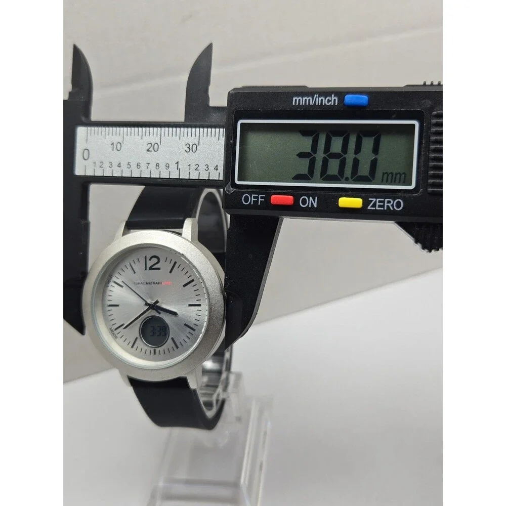 Isaac Mizrahi Live Womens Sport Analog Digital Silver Silicone Watch New Battery
